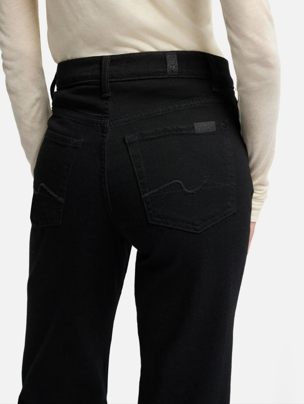 7 For All Mankind "Cropped Alexa Black Raw Cut" High Rise Jean | Women's Size 29 - Picture 3 of 14